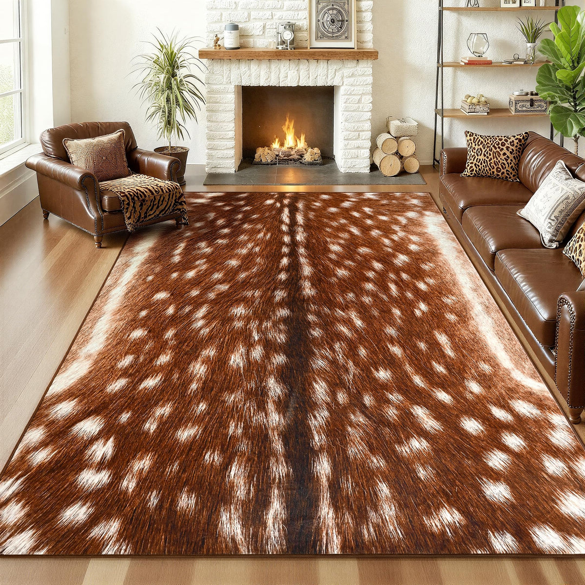 AROGAN Premium Leopard Rug for Bedroom 4×6 Feet, Machine Washable Cheetah Rug Animal Print Hide Area Rug, Large Non-Slip Faux Fur Leopard Skin Rugs Carpet for Office Living Room Dinner Room Home Decor