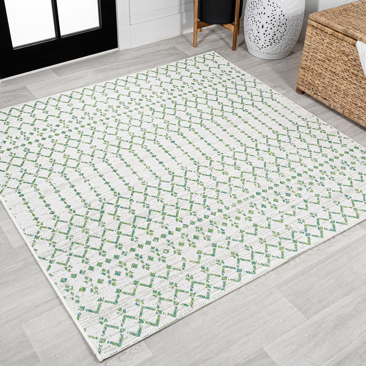 JONATHAN Y Moroccan Geometric Indoor Outdoor Area Rug 8X10 Natural/Black, Ourika Textured Weave for Backyard, Patio, Porch, Easy-Cleaning, High Traffic, Pet-Friendly, Non-Shedding (SMB108D-8)